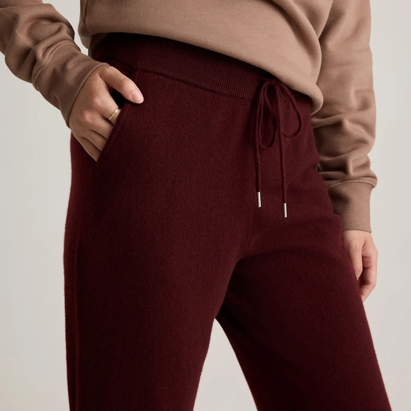 Quince Burgundy Maroon Mongolian Cashmere Jogger Sweatpants - Picture 4 of 12